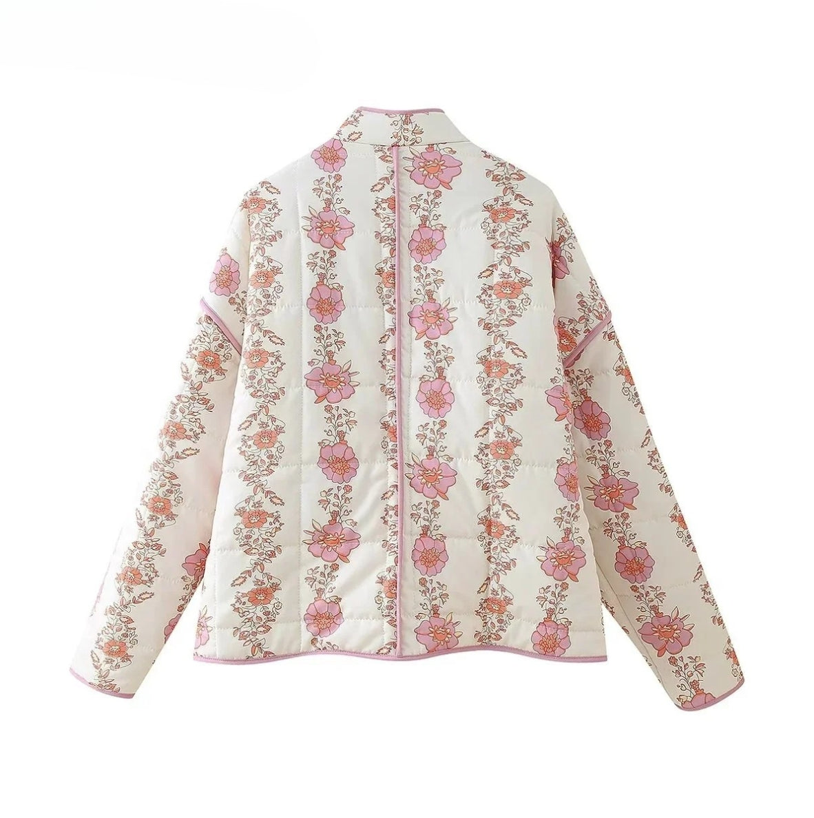 Floral Vintage O-Neck Quilted Coat