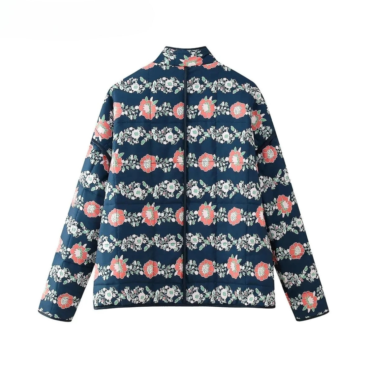 Floral Vintage O-Neck Quilted Coat