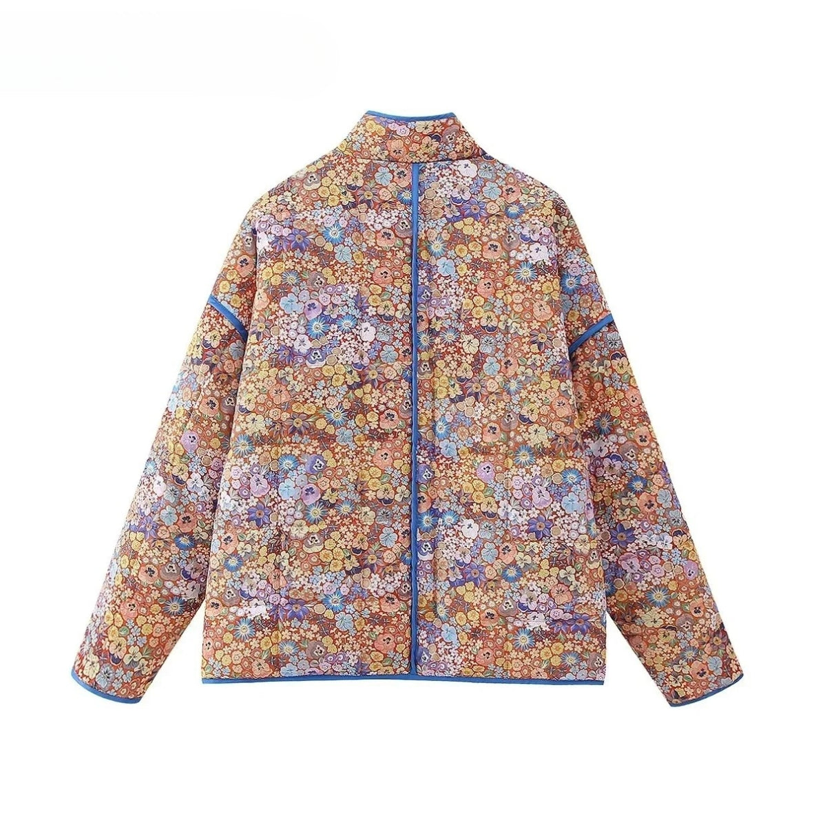 Floral Vintage O-Neck Quilted Coat