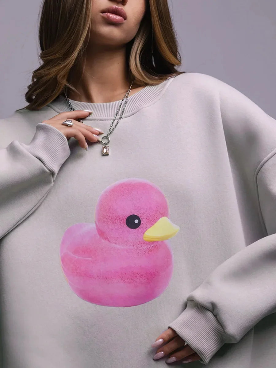 Fluffy Ducky - Oversized Loose Neck Sweatshirt