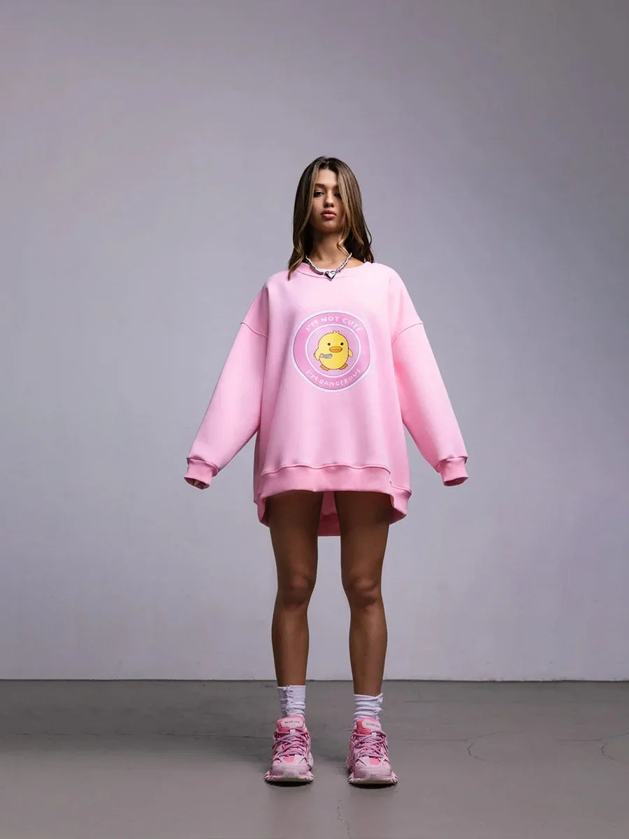 Dangerous Ducky - Oversized Loose Neck Sweatshirt