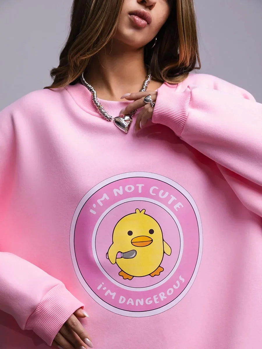 Dangerous Ducky - Oversized Loose Neck Sweatshirt