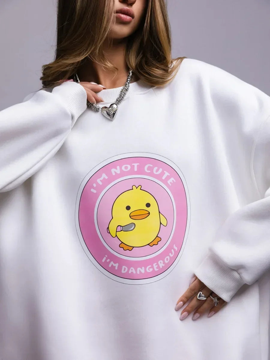 Dangerous Ducky - Oversized Loose Neck Sweatshirt