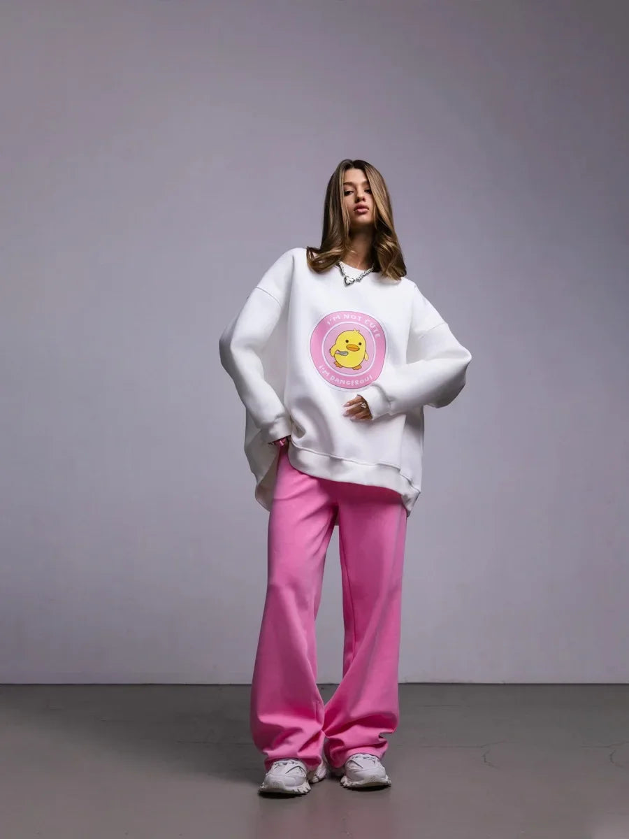 Dangerous Ducky - Oversized Loose Neck Sweatshirt