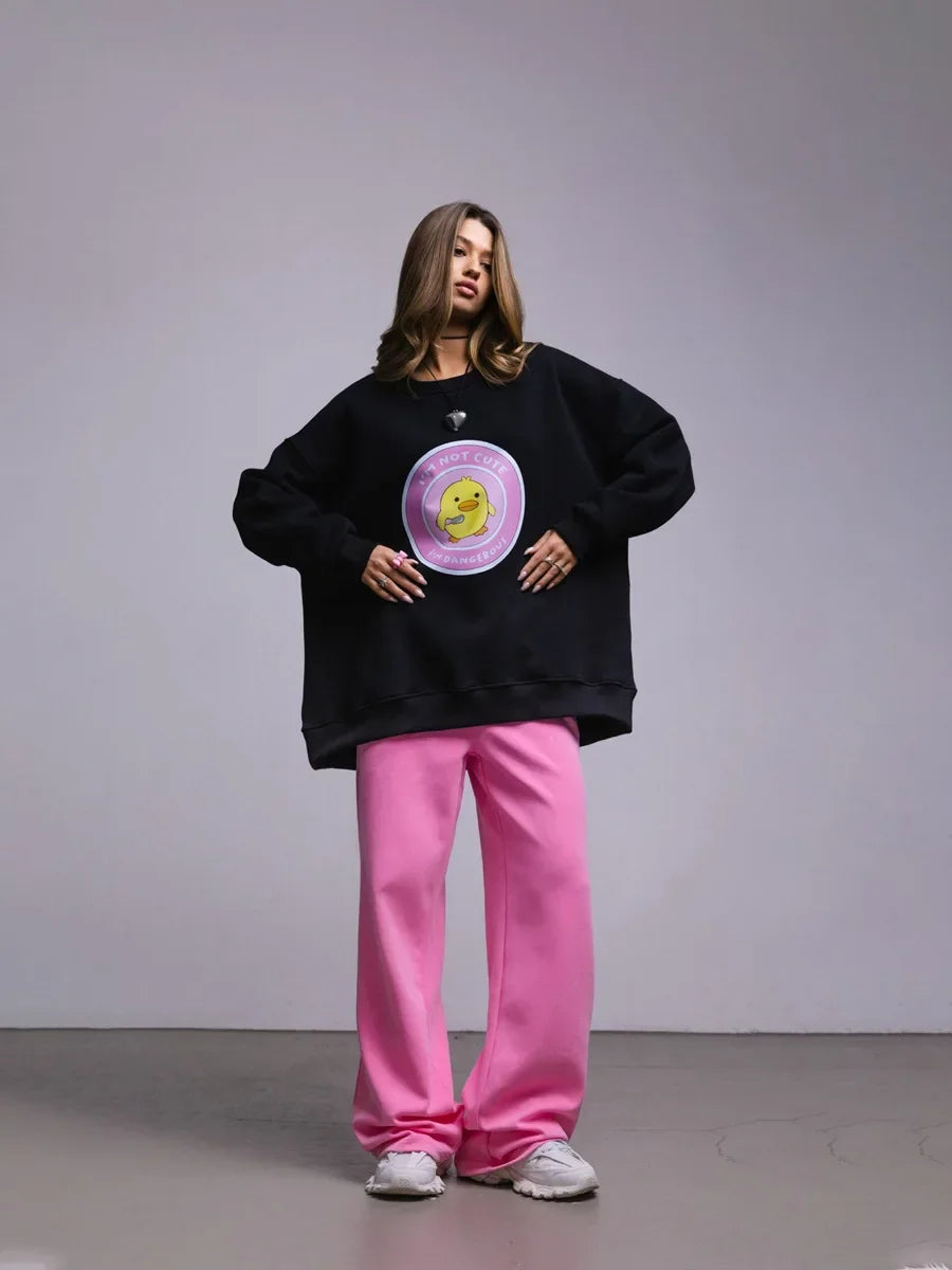 Dangerous Ducky - Oversized Loose Neck Sweatshirt