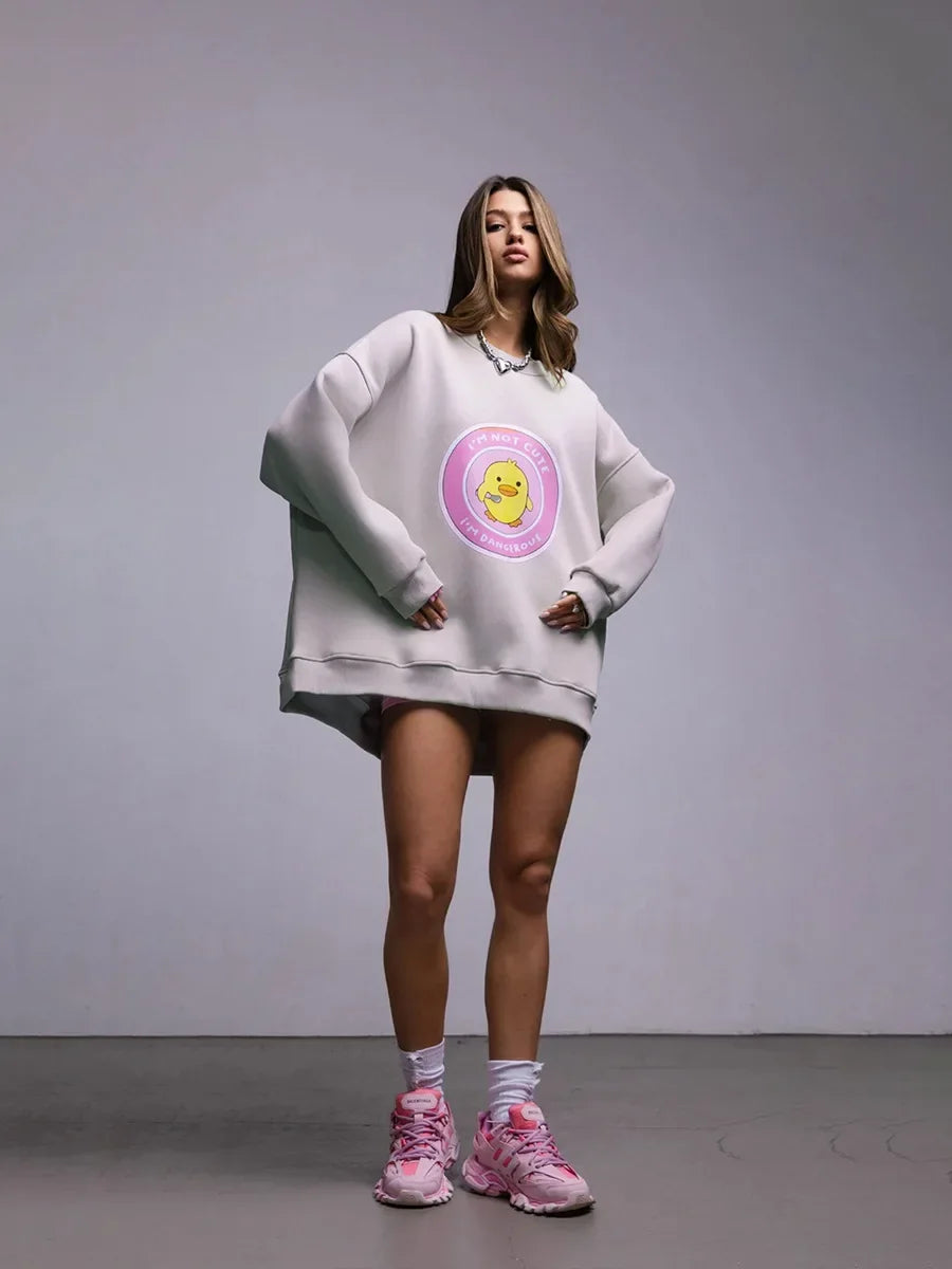 Dangerous Ducky - Oversized Loose Neck Sweatshirt