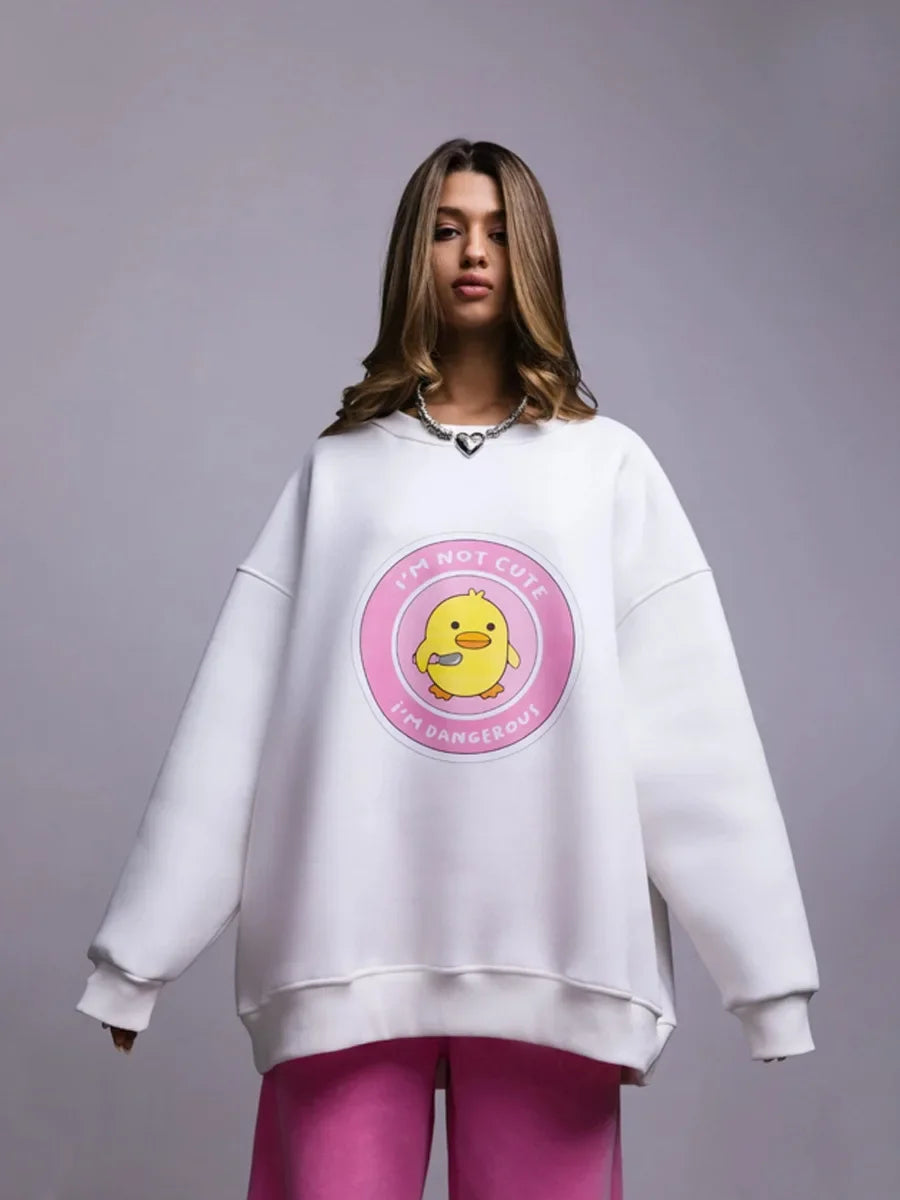 Dangerous Ducky - Oversized Loose Neck Sweatshirt