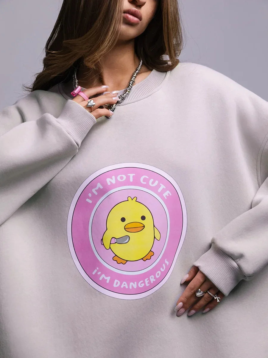Dangerous Ducky - Oversized Loose Neck Sweatshirt