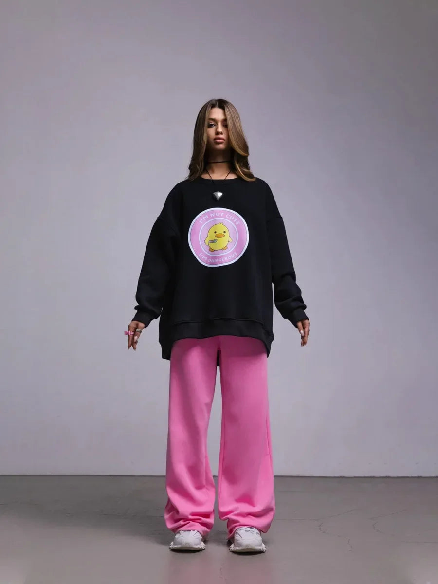 Dangerous Ducky - Oversized Loose Neck Sweatshirt