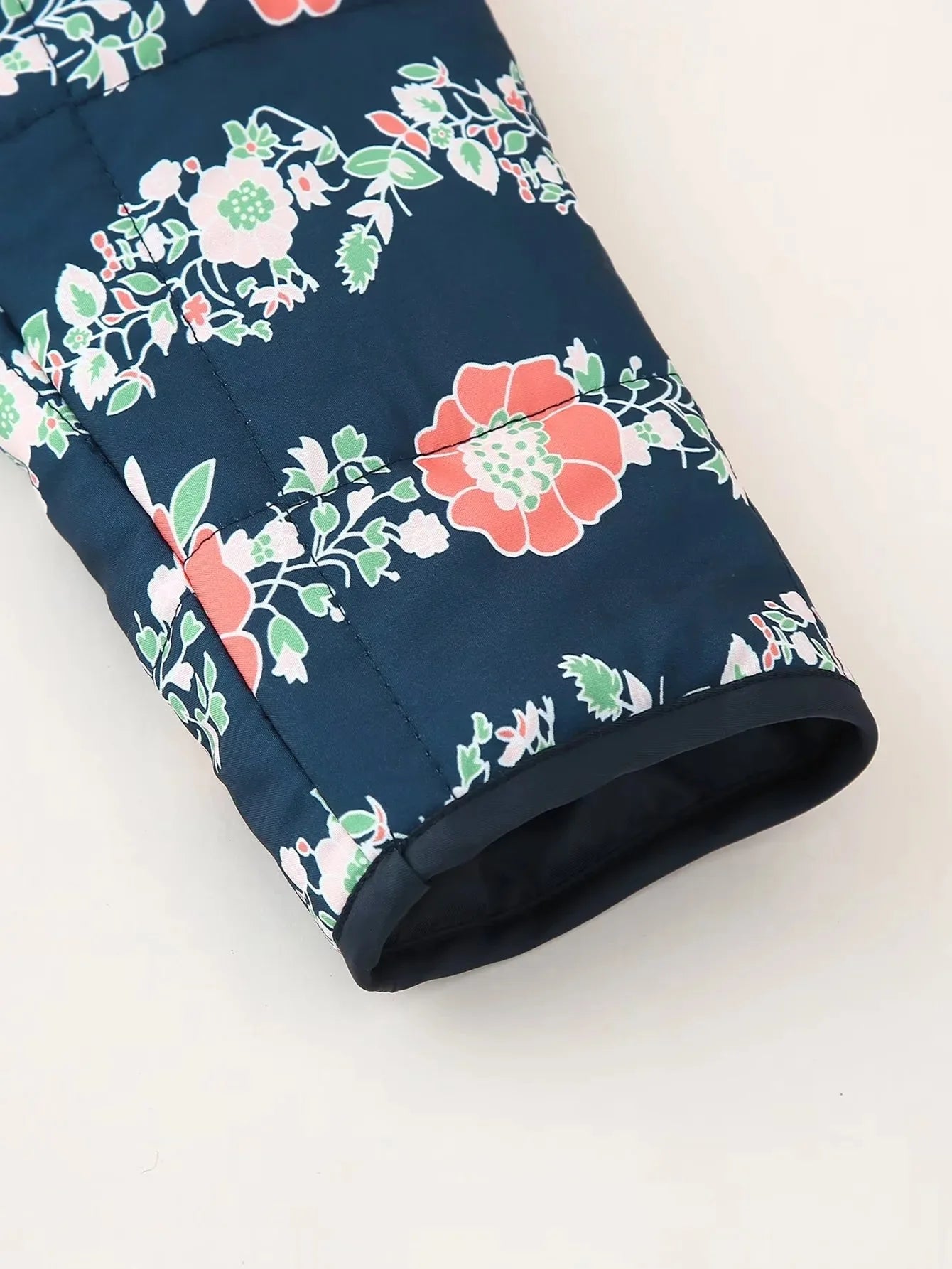 Floral Vintage O-Neck Quilted Coat