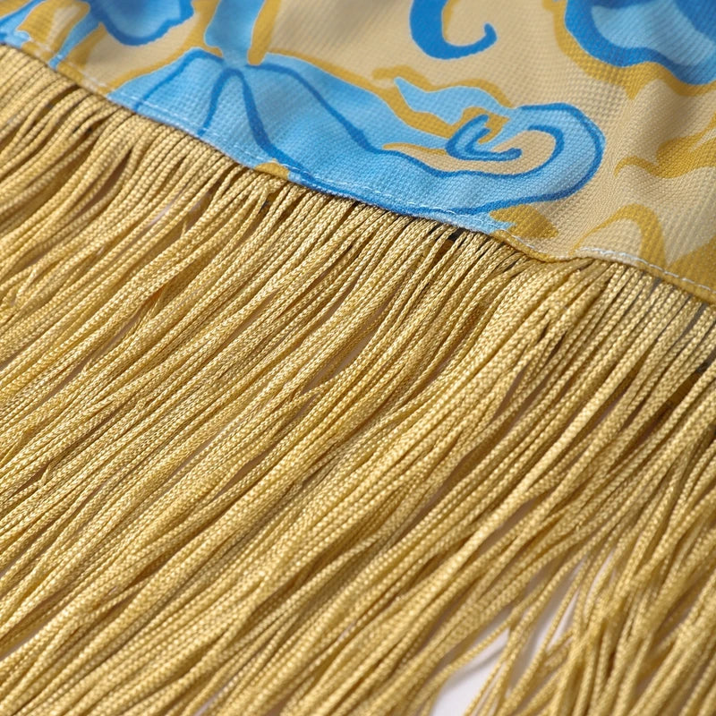 Tassels Long O-neck Sleeveless Dress