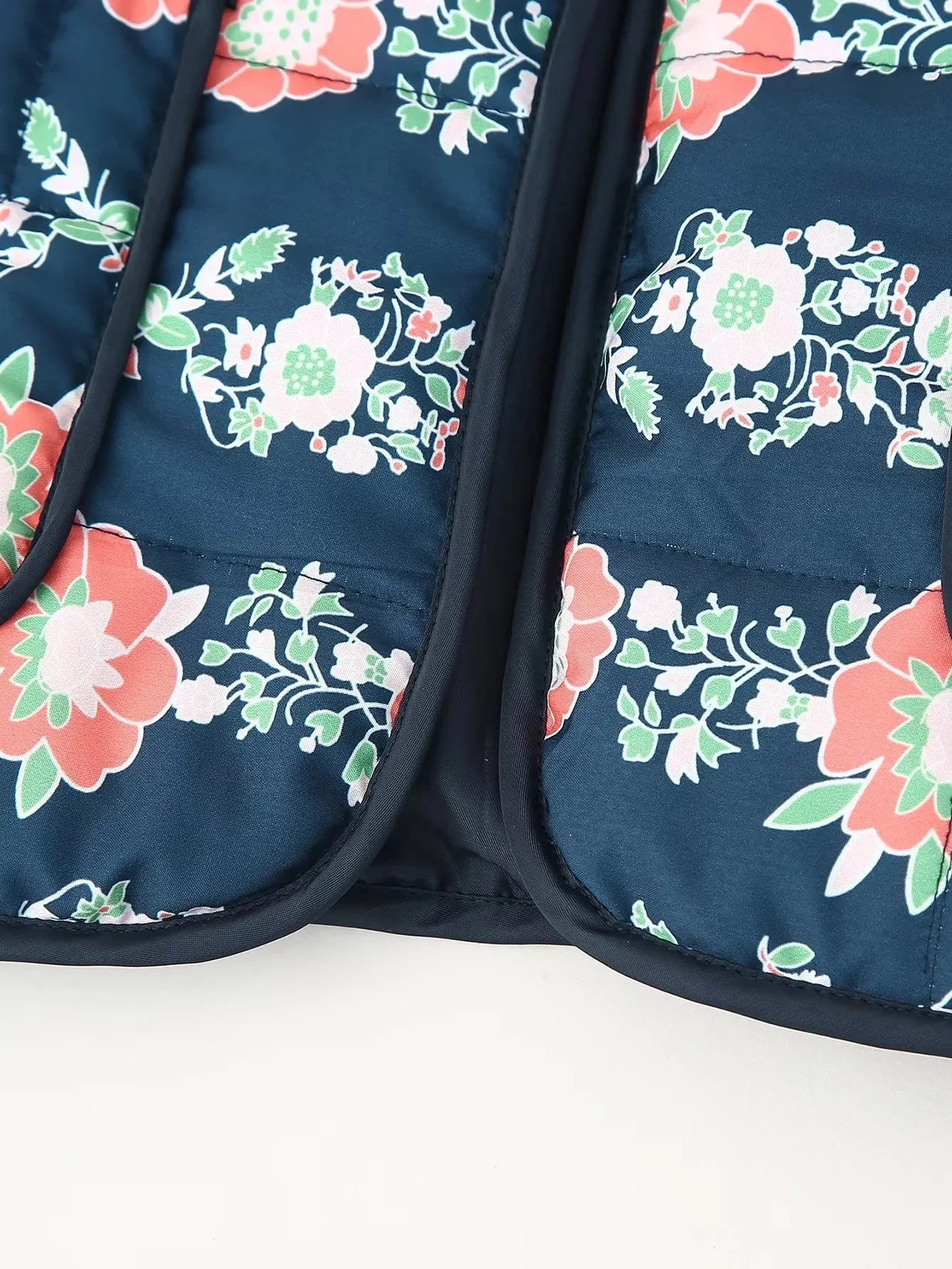 Floral Vintage O-Neck Quilted Coat