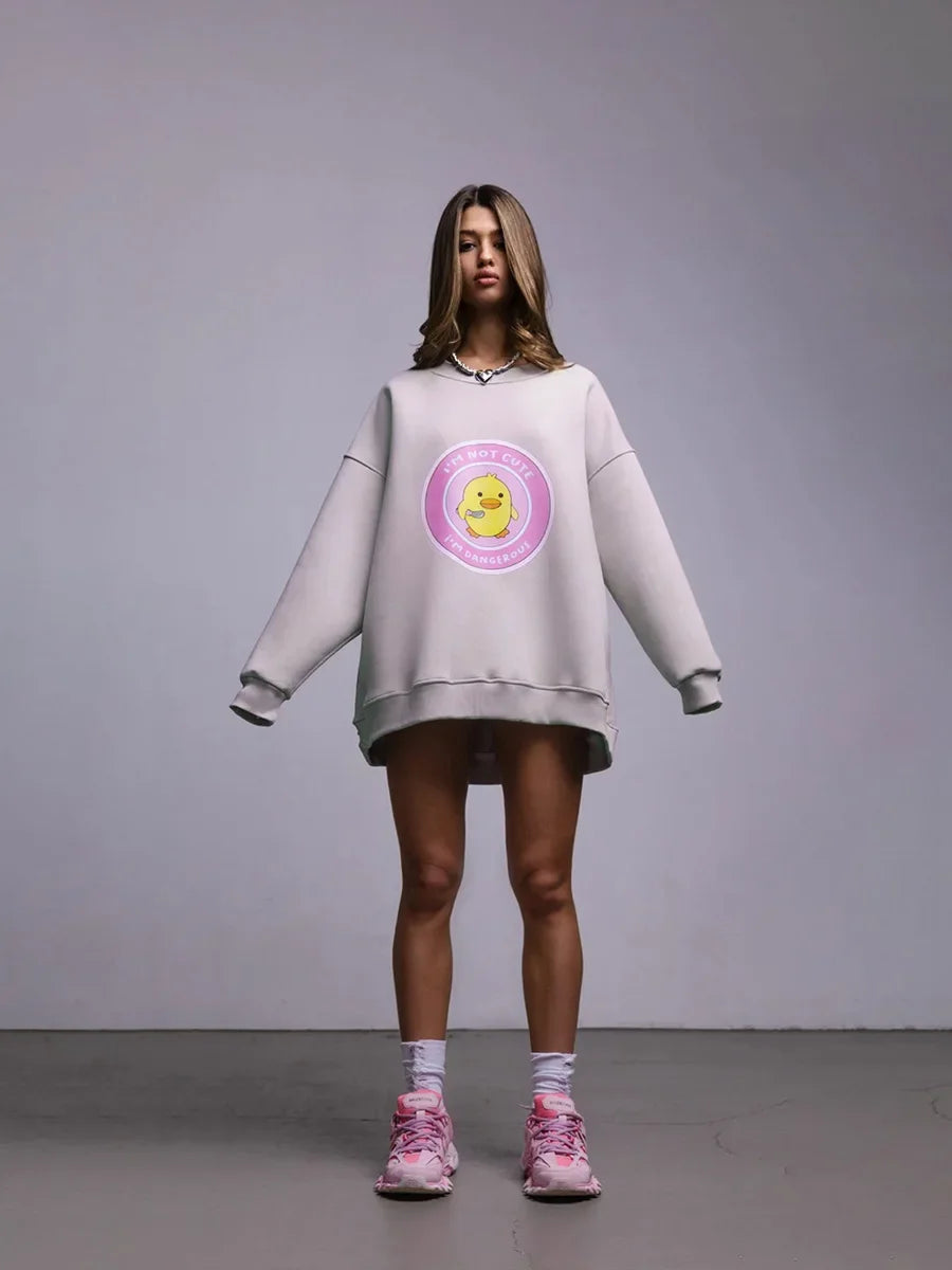 Dangerous Ducky - Oversized Loose Neck Sweatshirt