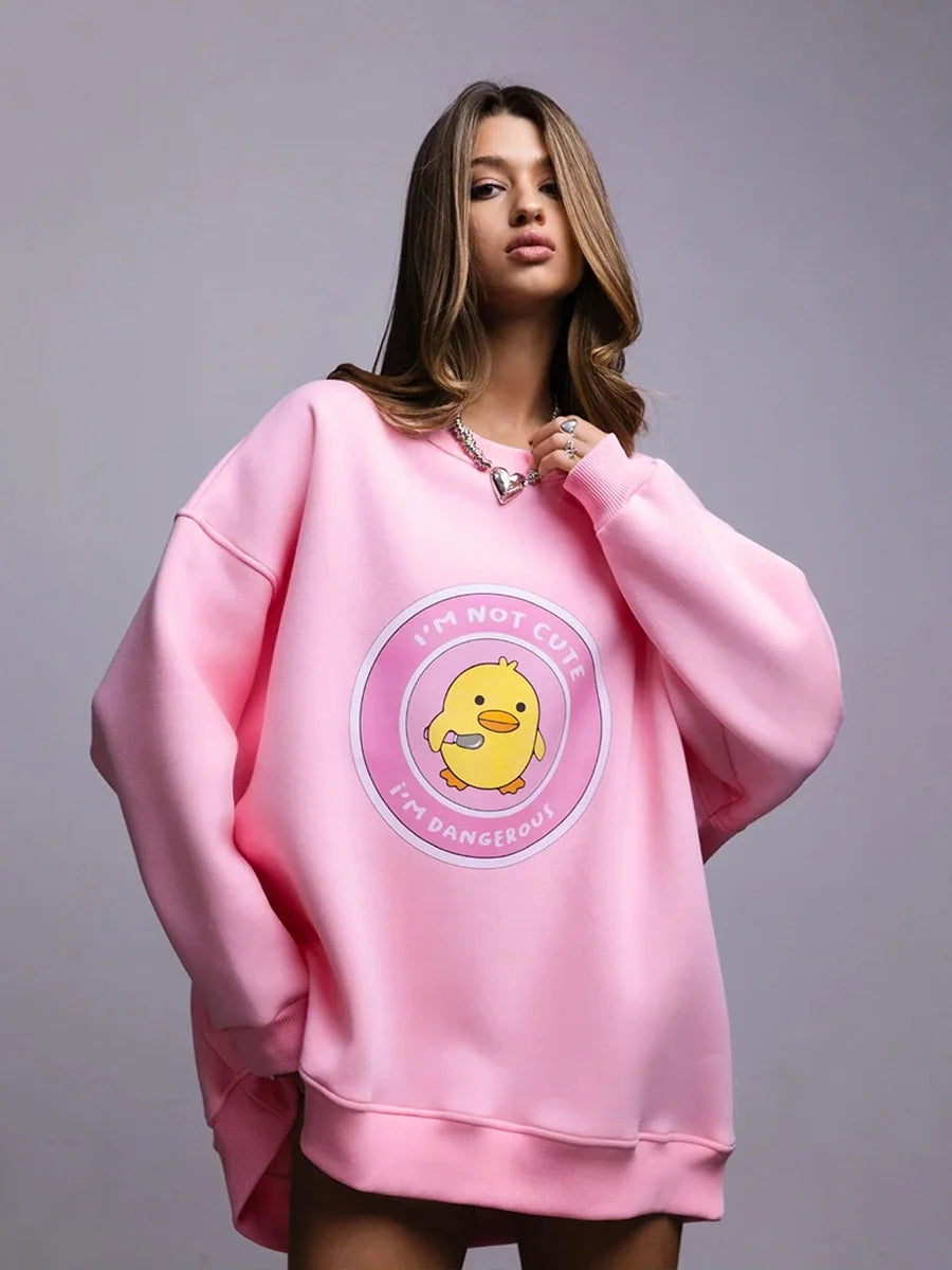 Dangerous Ducky - Oversized Loose Neck Sweatshirt