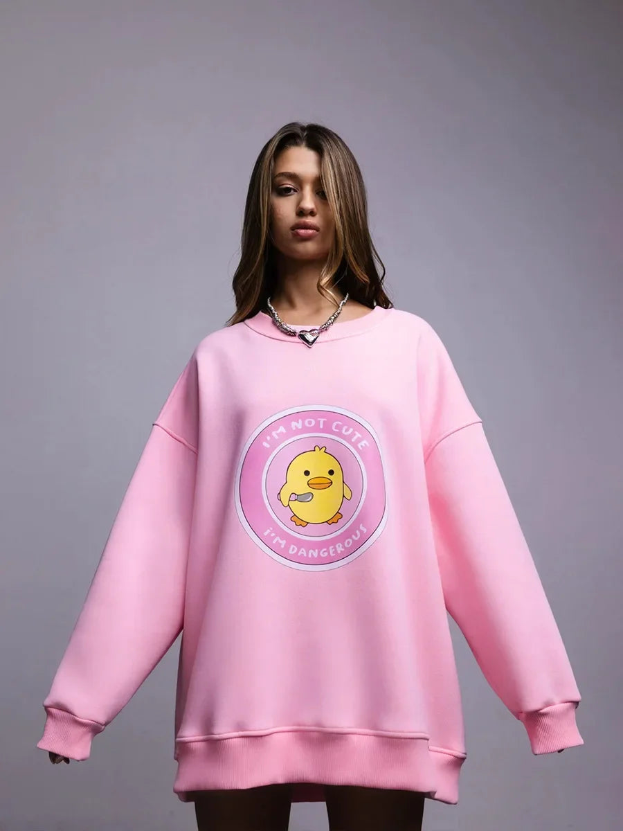 Dangerous Ducky - Oversized Loose Neck Sweatshirt