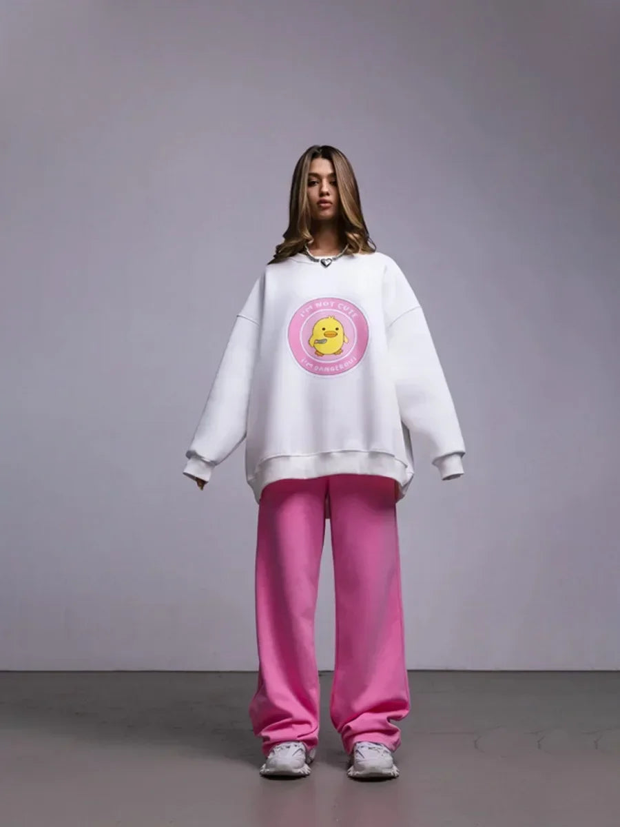 Dangerous Ducky - Oversized Loose Neck Sweatshirt