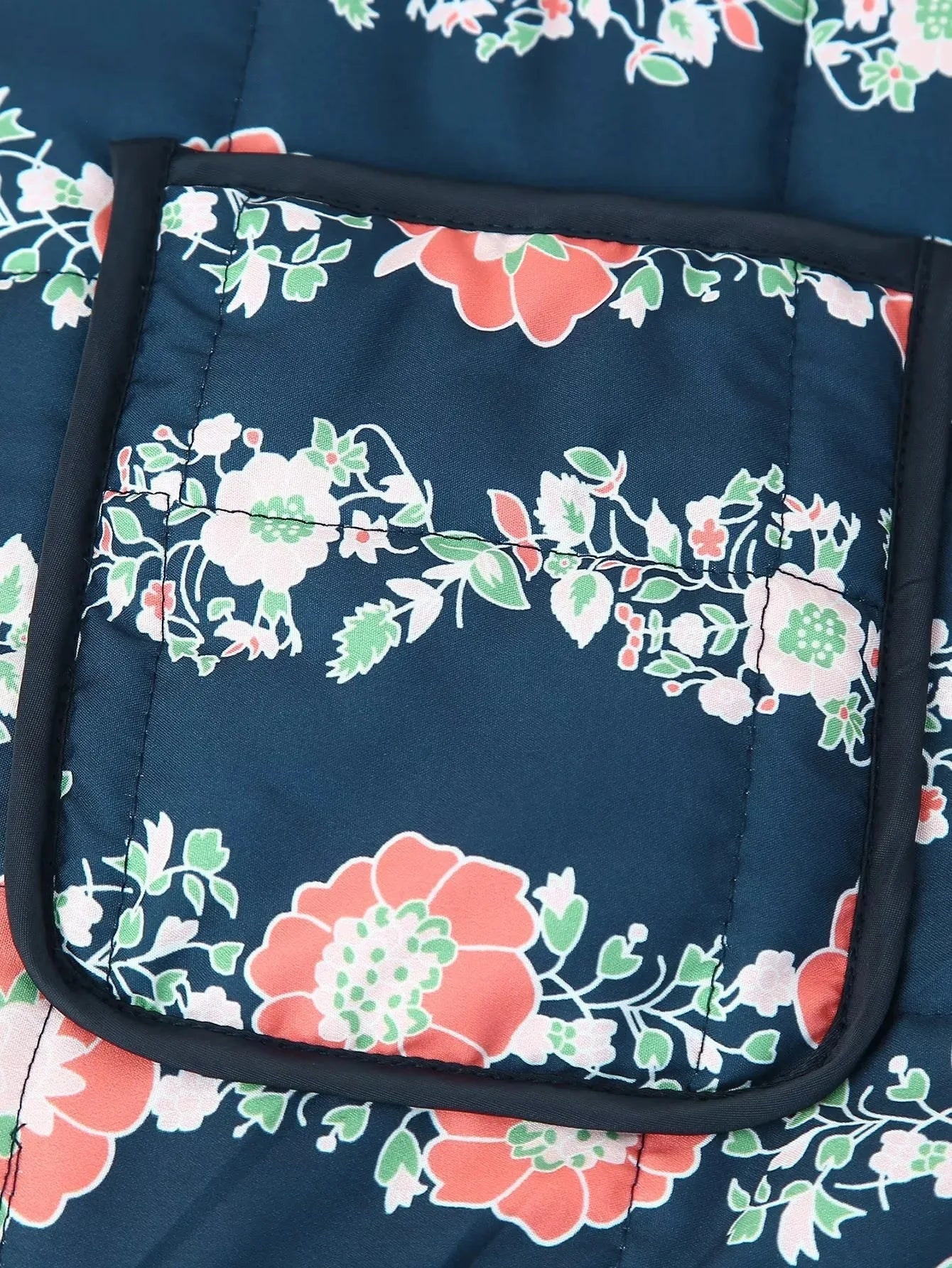 Floral Vintage O-Neck Quilted Coat