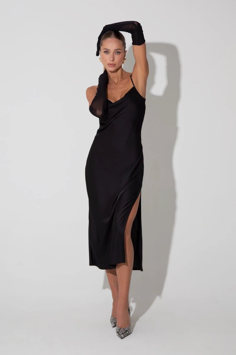 Black Slip Long Dress - UTOPIA THEORY.