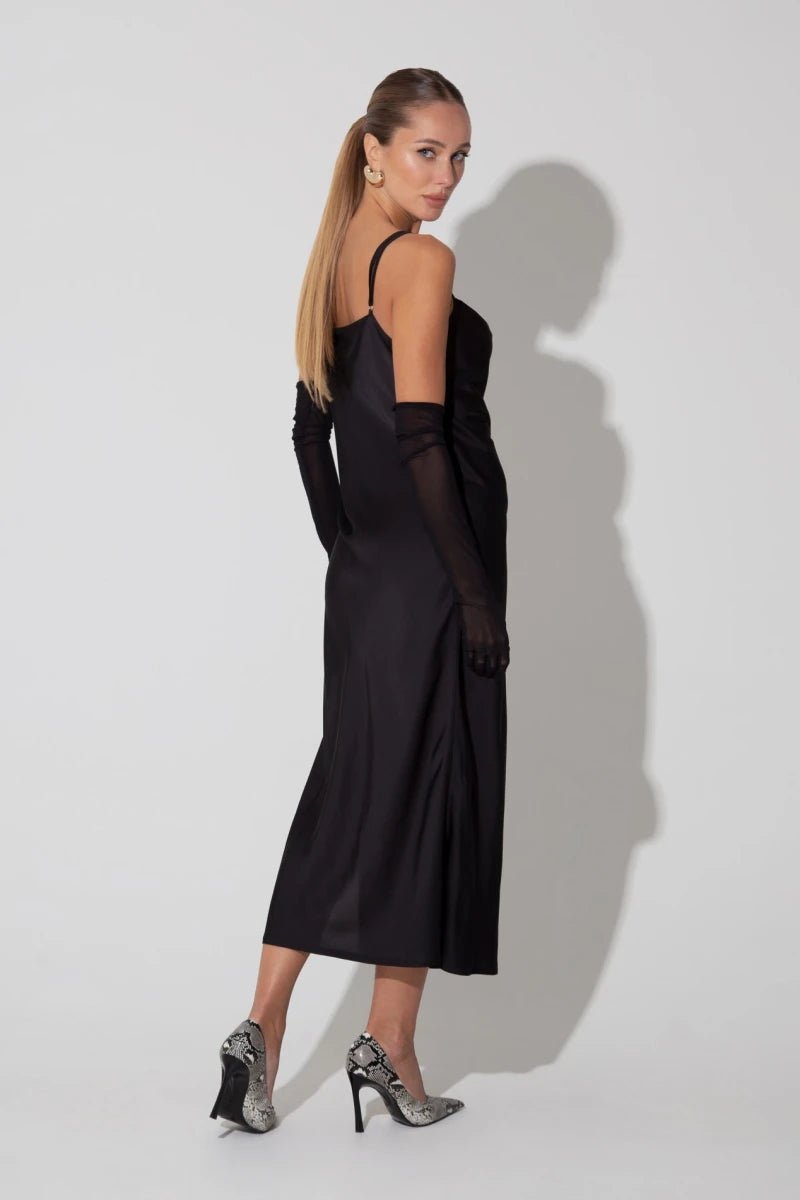 Black Slip Long Dress - UTOPIA THEORY.