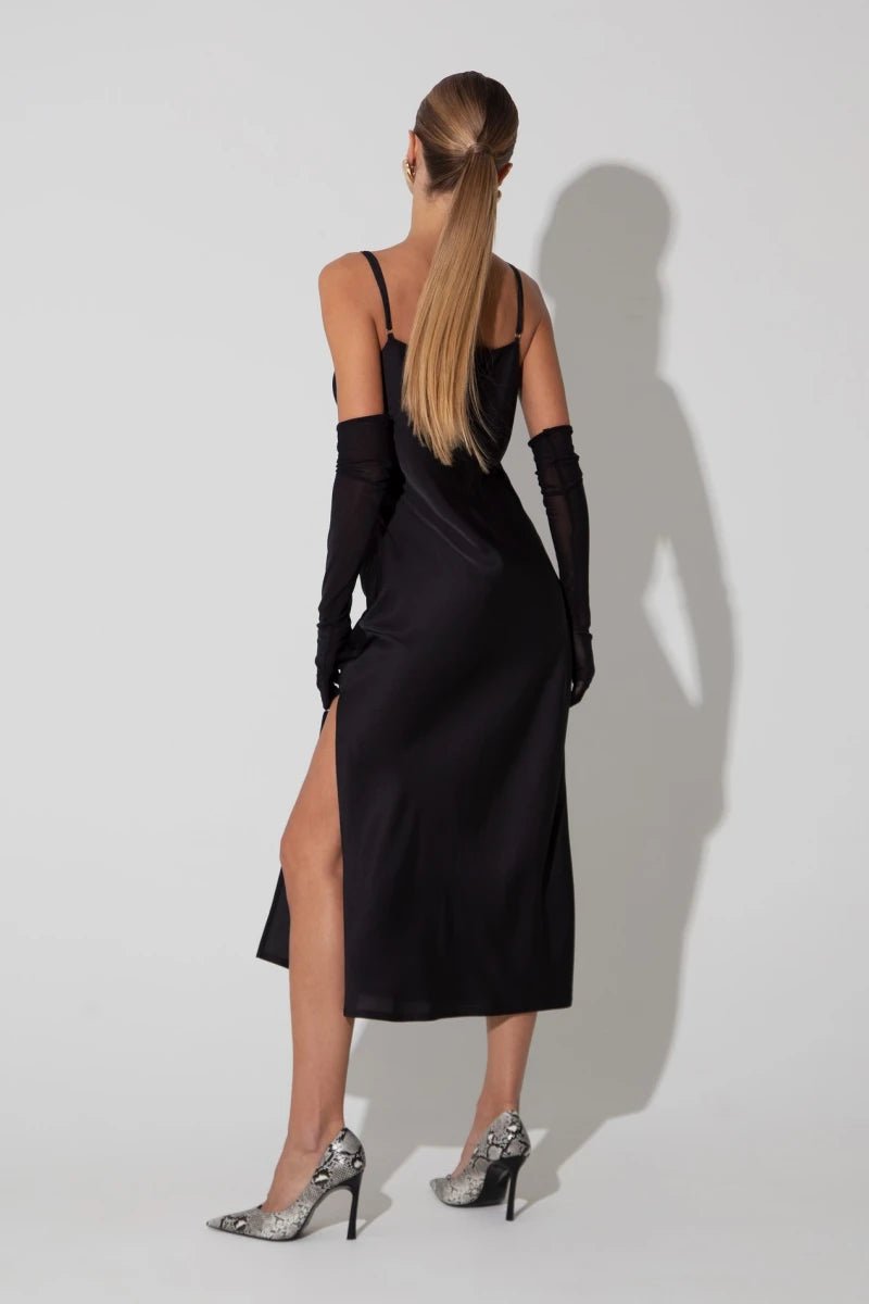 Black Slip Long Dress - UTOPIA THEORY.