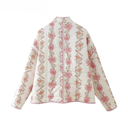 Floral Vintage O-Neck Quilted Coat