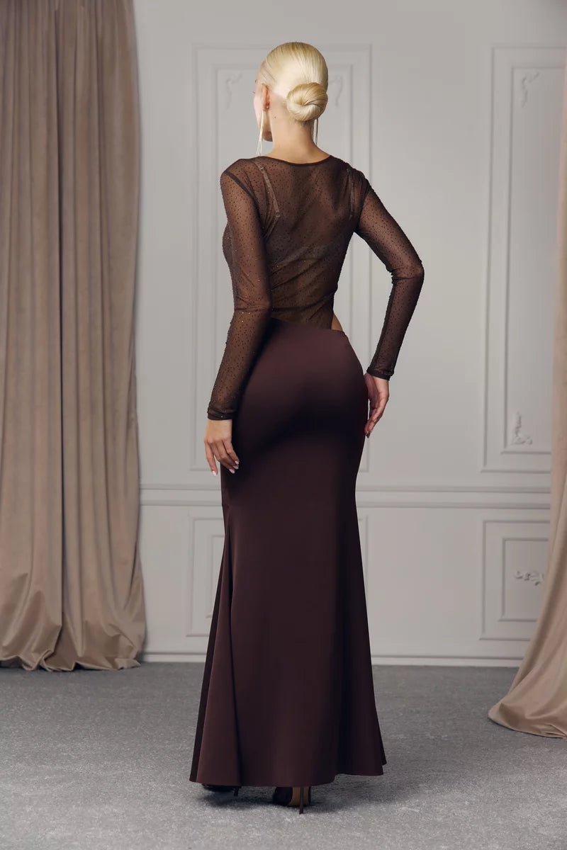 Brown asymmetric maxi dress - UTOPIA THEORY.