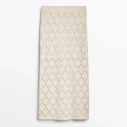 Flowy long crocheted hollow-out skirt
