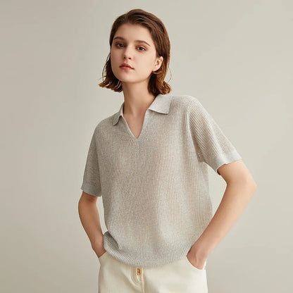 Knitted Linen Silk Polo