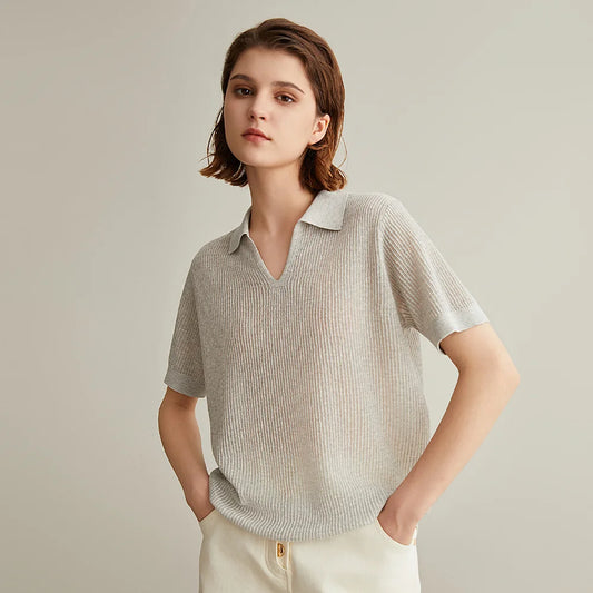 Knitted Linen Silk Polo