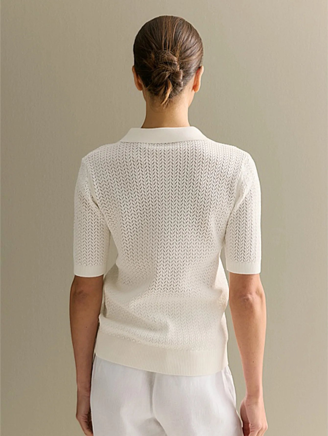 Short Sleeve Knitted Lapel T-shirt