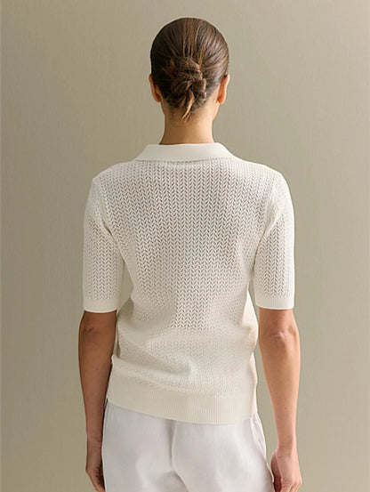 Short Sleeve Knitted Lapel T-shirt