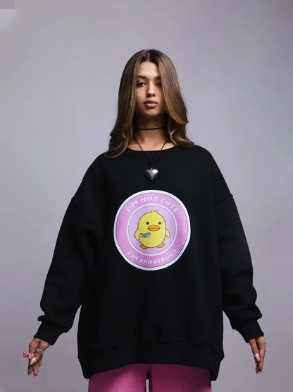Dangerous Ducky - Oversized Loose Neck Sweatshirt
