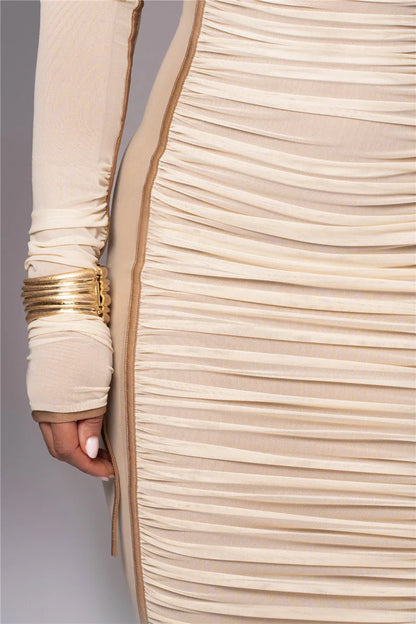 Two Layer Mesh Backless Bodycon Dress