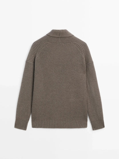 Soft Double-Breasted V-Neck Knitted Cardigan