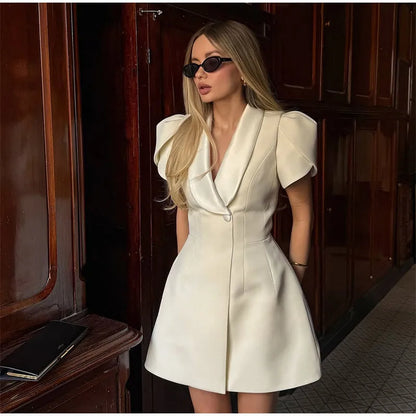 High Waist One Button Bodycon Mini Dress