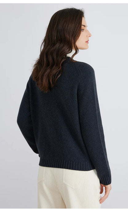 100% Merino Wool Long-Sleeved Knitted Cardigan