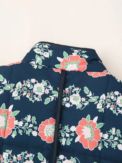 Floral Vintage O-Neck Quilted Coat