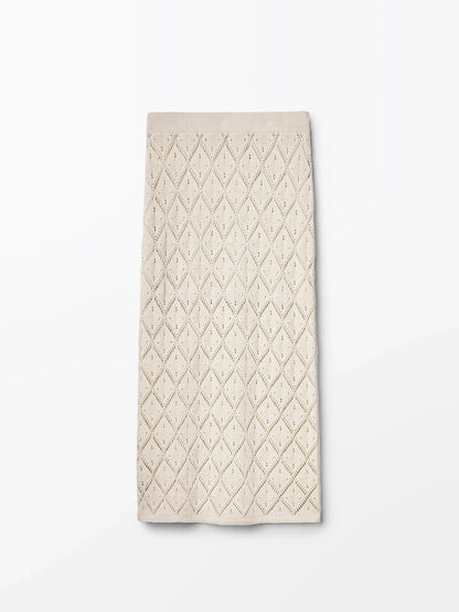 Flowy long crocheted hollow-out skirt