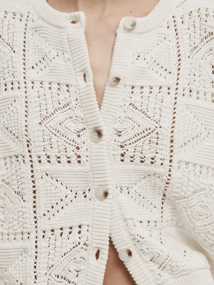 Round-Neck Short Sleeve Knit Cardigan