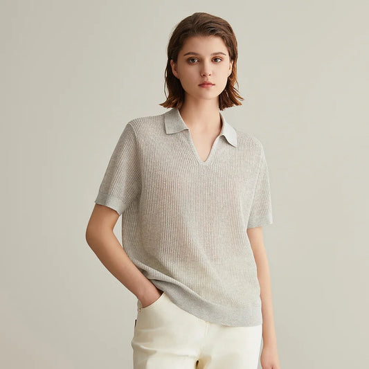 Knitted Linen Silk Polo