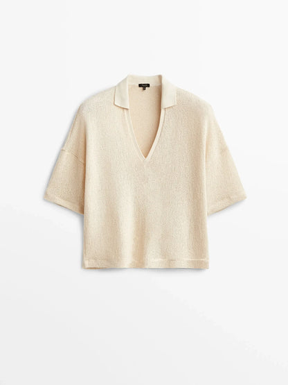V-neck short-sleeved polo shirt