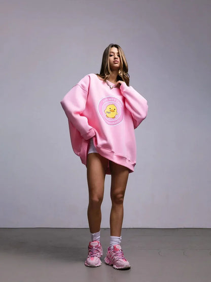Dangerous Ducky - Oversized Loose Neck Sweatshirt