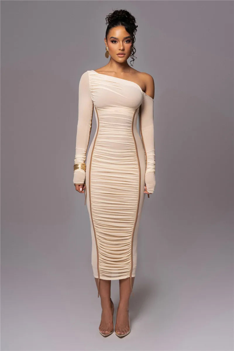 Two Layer Mesh Backless Bodycon Dress