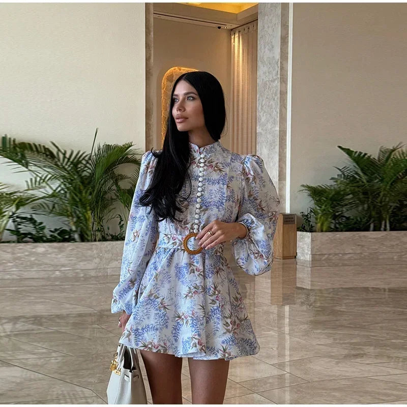 Single Breasted O-neck Long Sleeve Dress