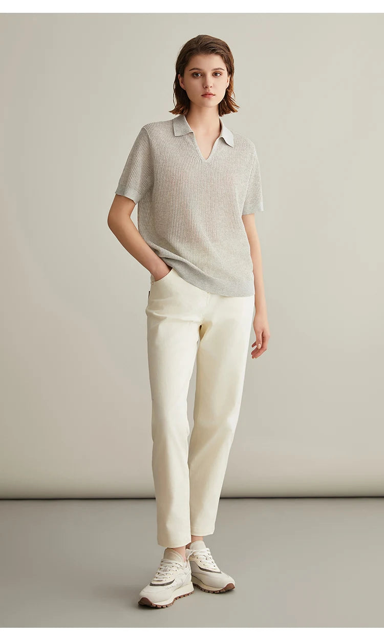 Knitted Linen Silk Polo