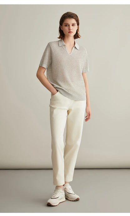 Knitted Linen Silk Polo