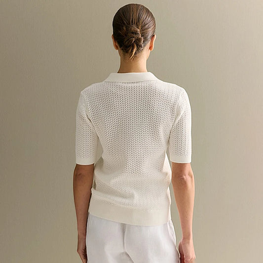 Short Sleeve Knitted Lapel T-shirt