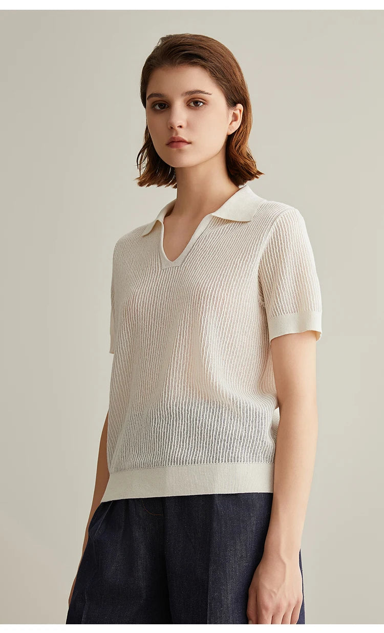 Knitted Linen Silk Polo