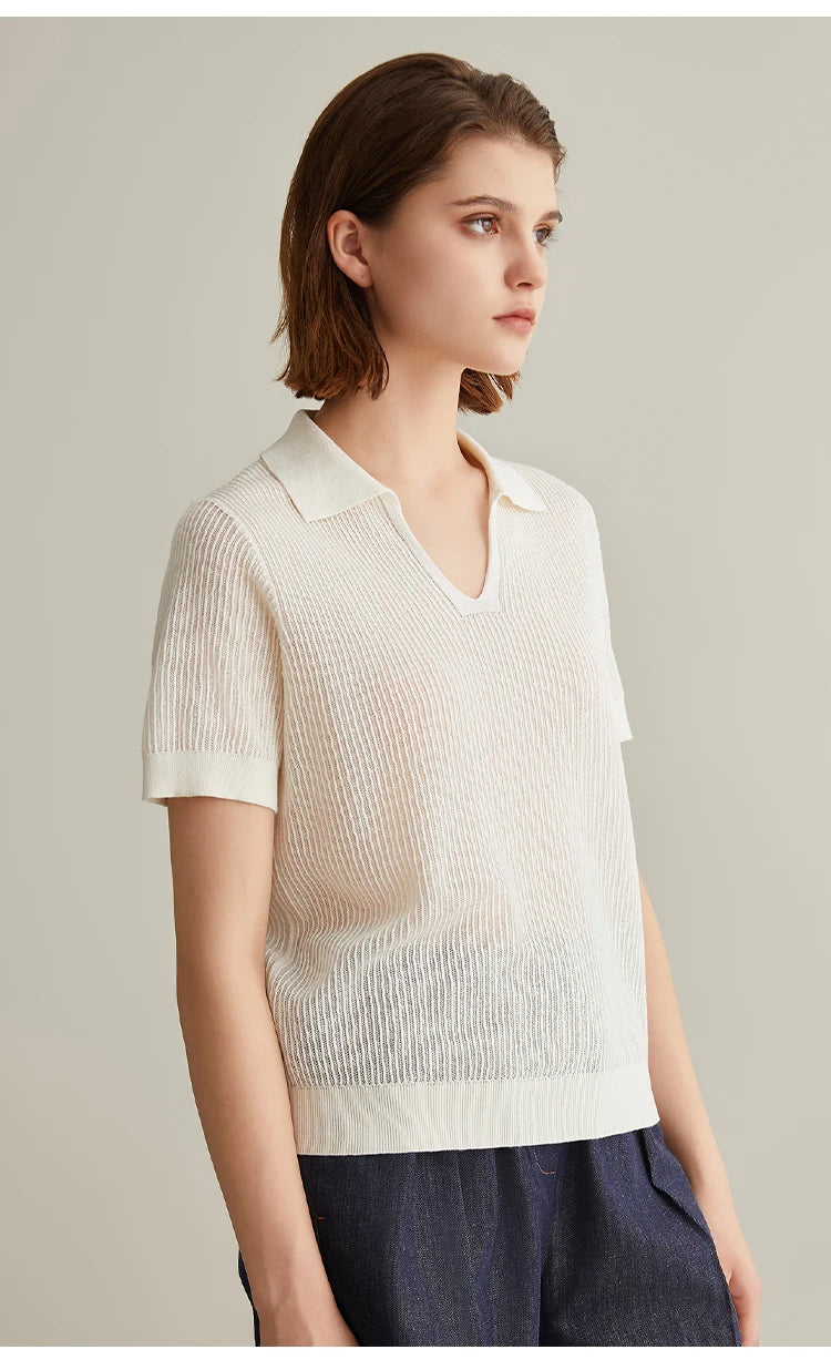 Knitted Linen Silk Polo