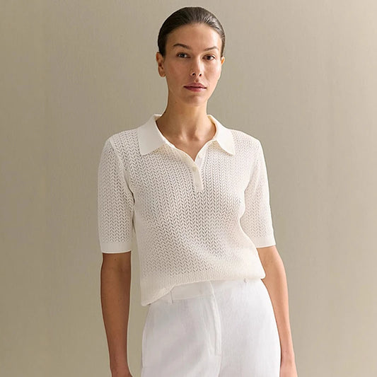 Short Sleeve Knitted Lapel T-shirt